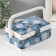 Casket for needlework "Black and white flowers on blue" 18x12x9.5 cm