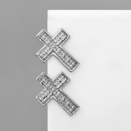 Earrings "Crosses" relief, color silver-1