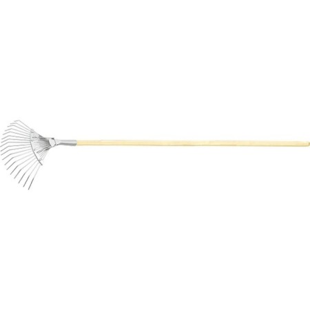 Fan, wire rake, 18 teeth, steel, wooden stalk