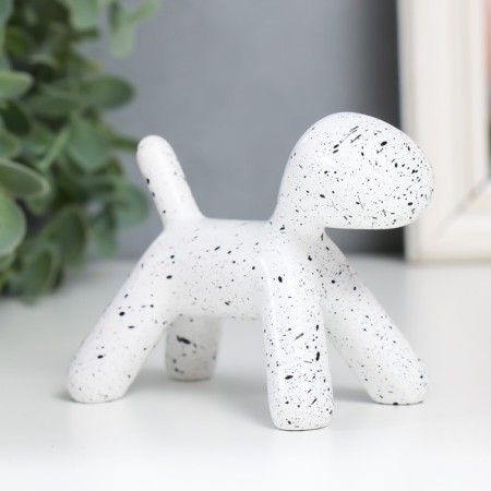 Souvenir Polystone "Dog" White in specking 10x7.8x5.4 cm