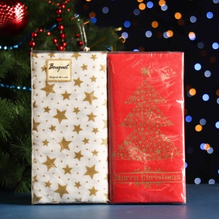 Paper napkins "Bouquet" Golden spruce MIX with red, 2 layers, 20 sheets-3