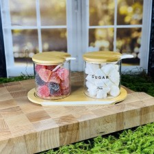 Lenardi spices, with spoons, on a stand, 2 items