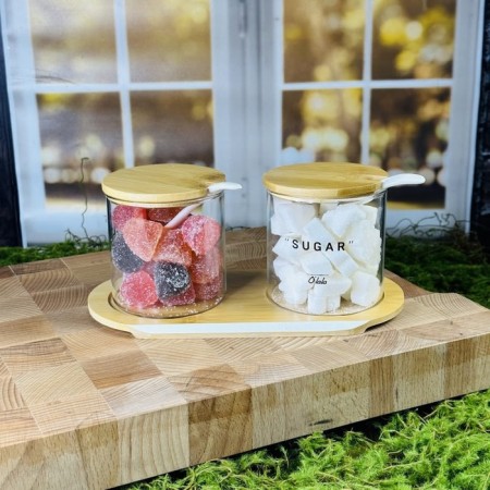 Lenardi spices, with spoons, on a stand, 2 items
