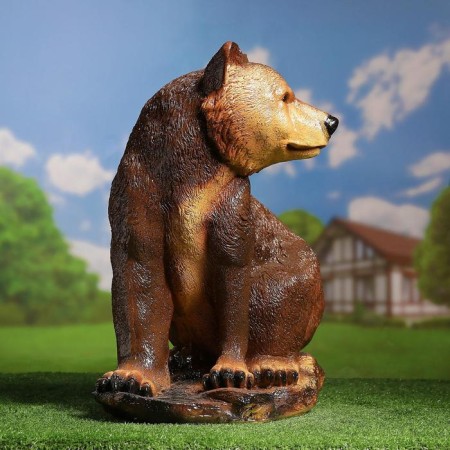 Garden figure "Bear sitting big" brown, 40x50x48cm-4
