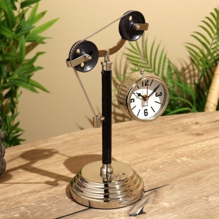 Table clock 32x22 cm, (diameter of 8 cm hours), brass-1