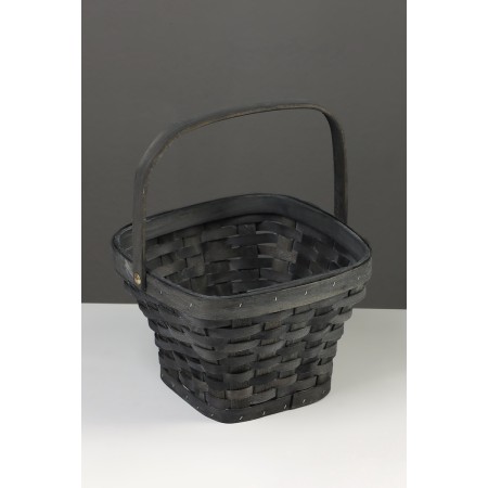 Set 3 pcs of wicker baskets, 28x28x16, 23x23x14, 18x18x12 cm, handle h = 14cm, gray-6
