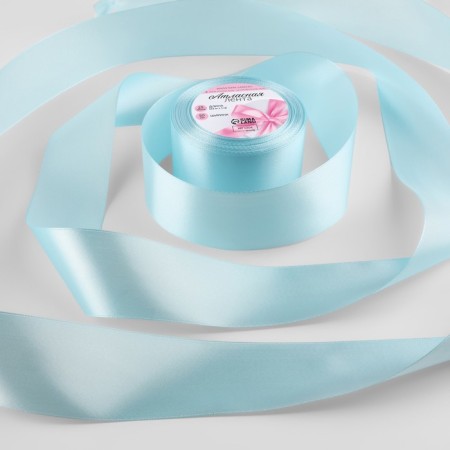 Satin tape, 50 mm × 23 ± 1 m, blue color No. 211