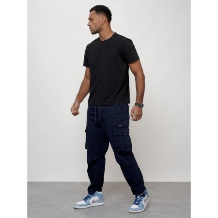 Cargo jeans men, size 52, dark blue color-1