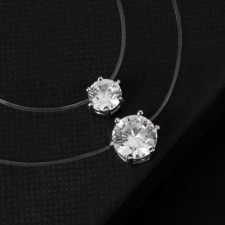 The pendant "on the fishing line" is a double cube, the color is white in silver, 40 cm