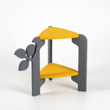 Standing Column Study Triangular Flora 21x27x25 cm, gray-yellow