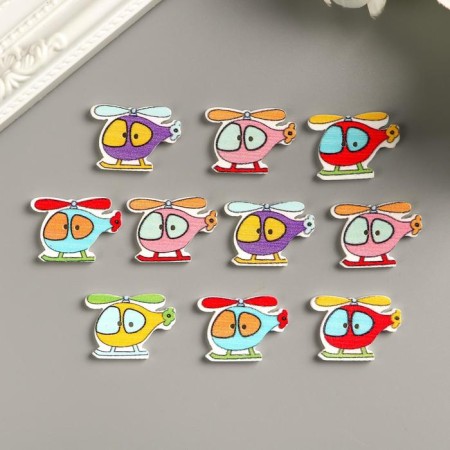 A set of buttons of decorative wood "helicopters" set 10 pcs mix 2x2.8 cm-2