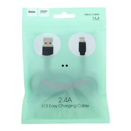 Hoco X13, microUSB cable - USB, 2.4 A, 1 m, PVC braid, black-4
