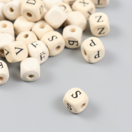 Set of wood. Ul-painted beads MIX-7 (Cube 10mm, 10mm Latin Cube, 10mm Cyrillic Cube 24g)-1