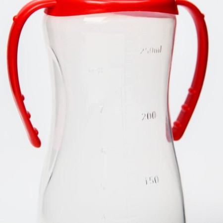 A bottle for feeding, a classic throat, 250 ml., From 0 months, fitted, with handles, color mix-5