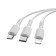 Cable Borofone X16, 3 in 1 Lightning/Microusb/Type-C, 2.4 A, 1 m, tpe braid, white