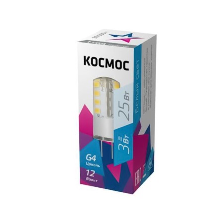 LED cosmos, G4, 3 W, 4500 K lamp, white glow