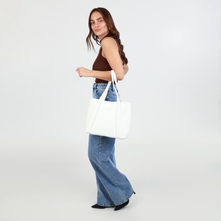 Bag Female Tout with zipper, white color-6