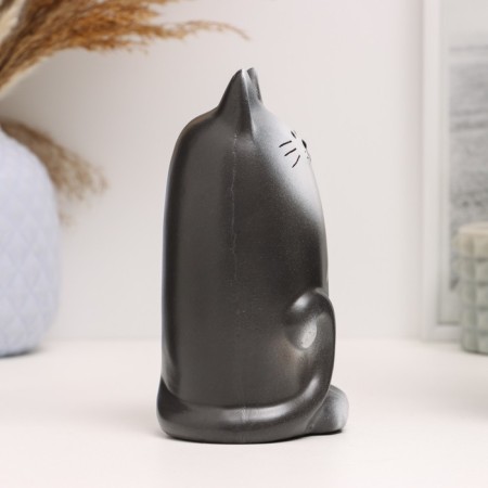 Piggy bank "Cat Murzik" black and white, 15 cm-3