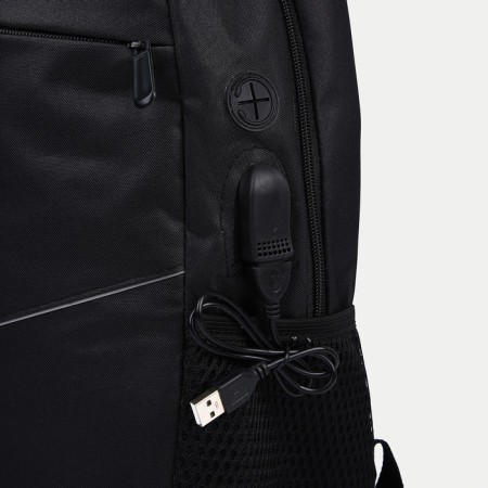 Set of a youth backpack on lightning from textiles with USB, bag, cosmetic bag, black color-5