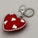Soft toy "Volumetric Heart" with rhinestones, on a key fob, 7 cm, red color
