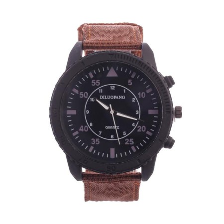 Men's watches "Soldier", brown, d = 4.5 cm, textile strap 22 mm