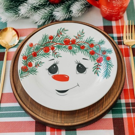 New Year. Ceramic plate "Snowfriend Snowman", 20 cm-1