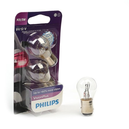 Car lamp Philips Vision Plus +60%, P21/5W, 12 V, 3 W, 12499 VPB2, set 2 pcs