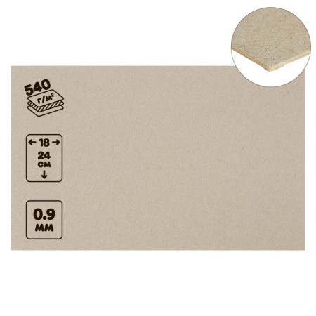 Binding cardboard (shelter) 0.9 mm, 18 x 24 cm, 540 g/m², gray