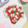 Mini-postcard "March 8" glitter, white and red tulips, 16.5x10 cm
