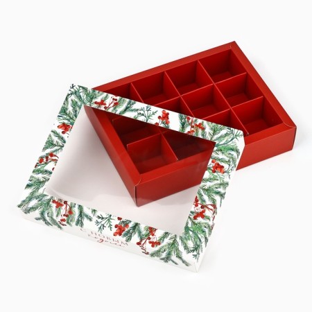 Folding box under 12 sweets "New Year's aroma", 14.4 x 18.4 x 3.8 cm, New Year-4