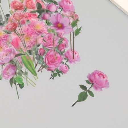 Plastic stickers "Spring flowers. Pink" set 40 pcs 15x8 cm-2