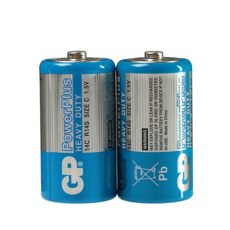 Salt battery GP PowerPlus Heavy Duty, C, R14-2S, 1.5V, Spike, 2 pcs.