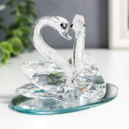 Souvenir Glass "Swans with Strose" beads 11x7x7 cm-1