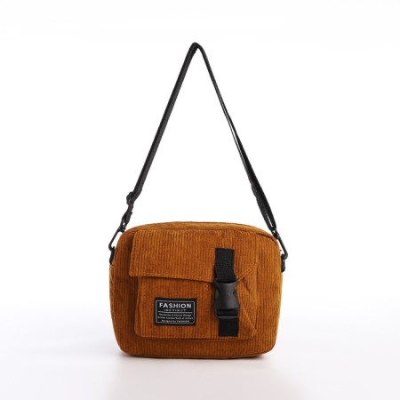 Youth bag with zipper, 1 outer pocket, brown color