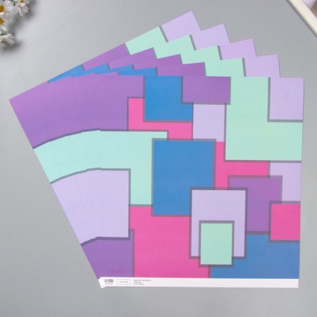 Scrapbooking paper bilateral "bright geometry" density 180 grams set 5 pcs 30.5x32 cm 1071-3