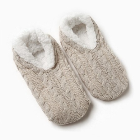 Women's socks shortened with fur with non-slip soles, the color is light gray, size36-40