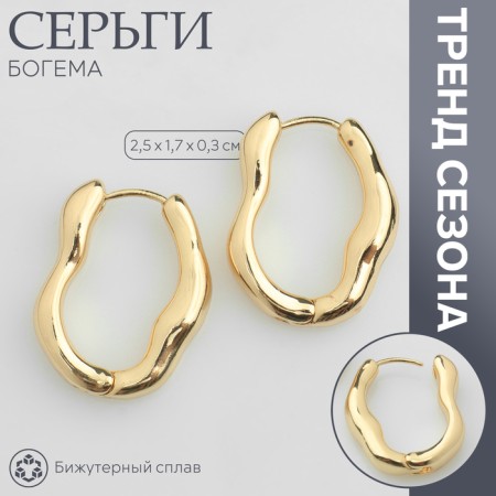 Earrings Metal "Bohemia" Virazh bend, Color Gold