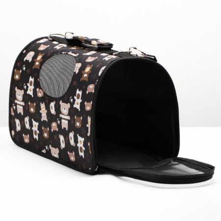 Bag - carrying for animals "Bear", black, size S, 37.5 x 17 x 22 cm-3