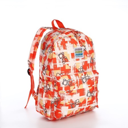 School backpack of textiles on a zipper, 3 pockets, color orange color-2