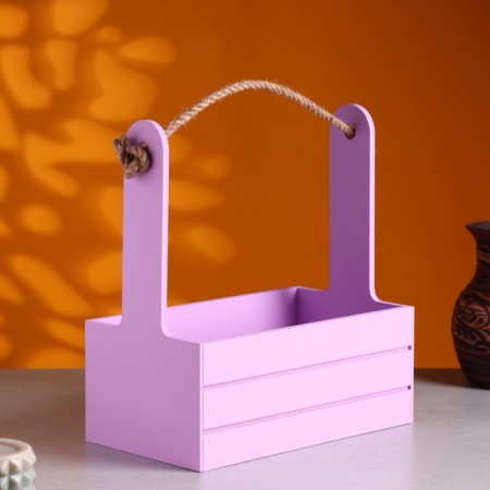 Wooden Kashpo 25.5 × 15 × 30 cm "AROMA", handle rope, lilac