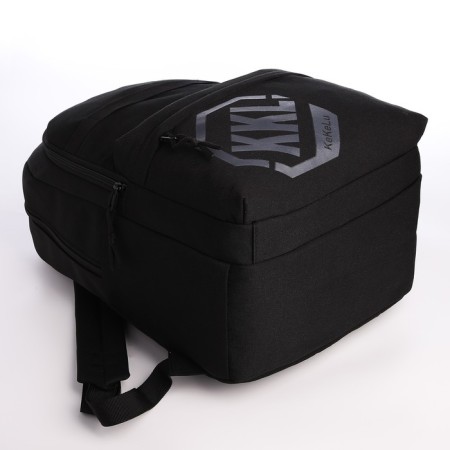 Youth backpack from a lightning textile, 3 pockets, a bag, a suitcase holder, black color is black-6