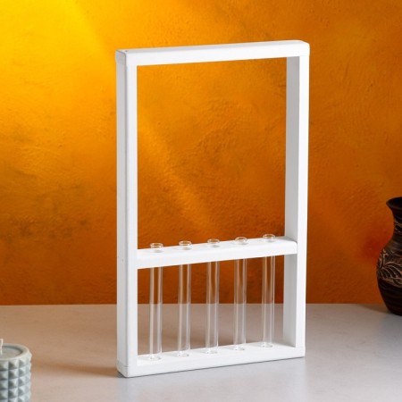 Kashpo wooden 28 × 4.5 × 40 cm with 5 flasks "Extra frame", white give beautifully-1