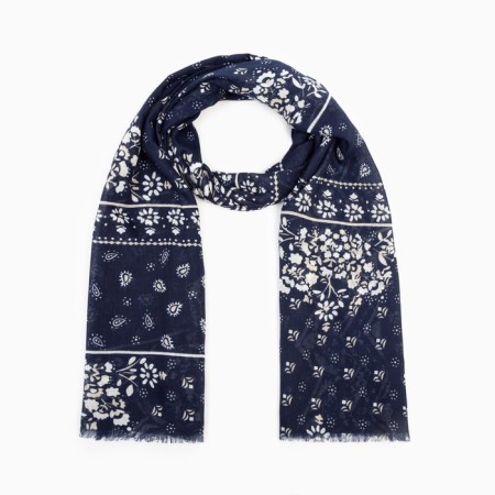 Women's stole, dark blue color, size 90x180 cm
