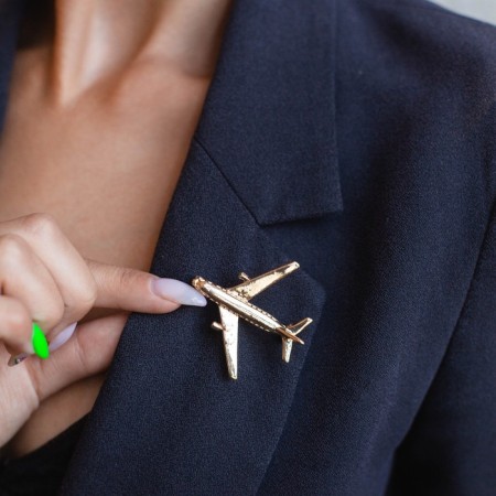 Brooch "Airplane" Color Gold-3