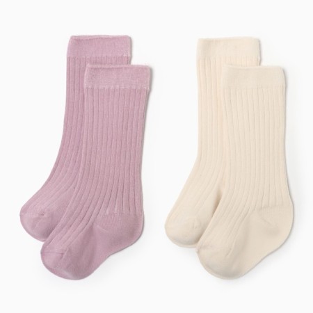 Гольфы детские 2 пары Крошка Я BASIC LINE, 12-14 см, розовый/ молочный