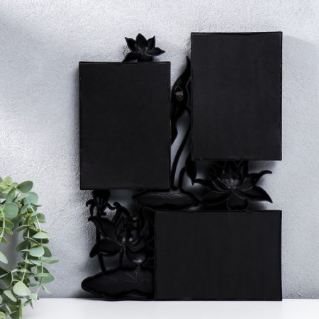 Photo frame plastic in 3 photos 10x15 cm "Lotuses" black 36x27 cm-2