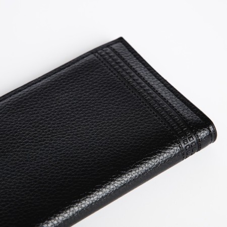 Male purse without fastener, department for bills, for maps, for coins, black color-2