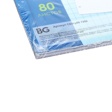 Smooth block for notebooks on rings A5, 80 sheets in a cage, white, 60 g/m2-2