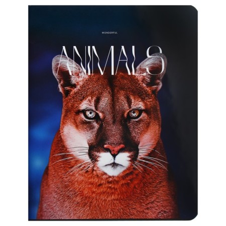 A notebook of 96 sheets in a cage on a clip "Animals", cover coated cardboard, glossy lamination, mix-3