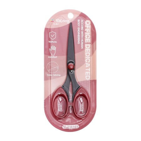 Chancellery scissors 15.8 cm office, black blade, plastic handles, blister, mix-5